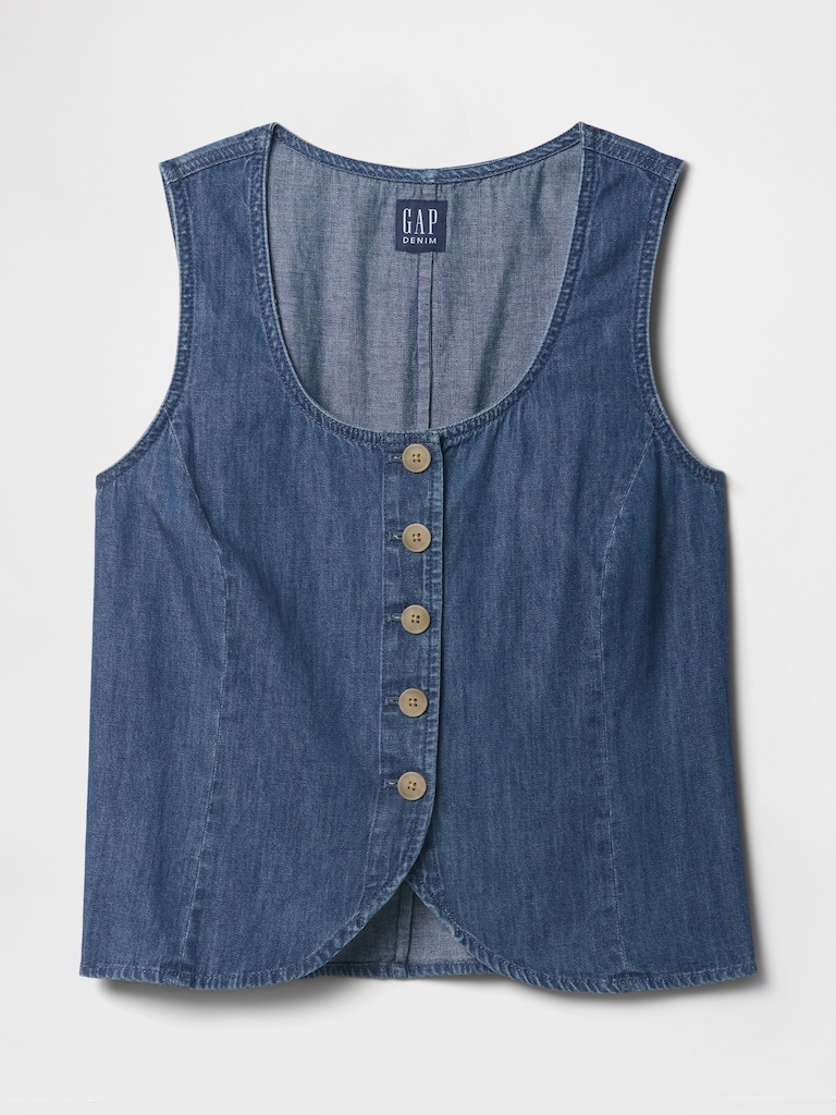Denim Scoopneck Vest