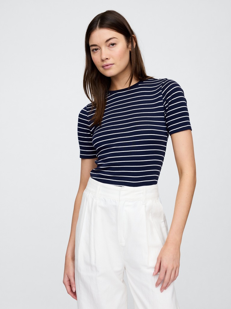 Modern Ribbed Crewneck T-Shirt