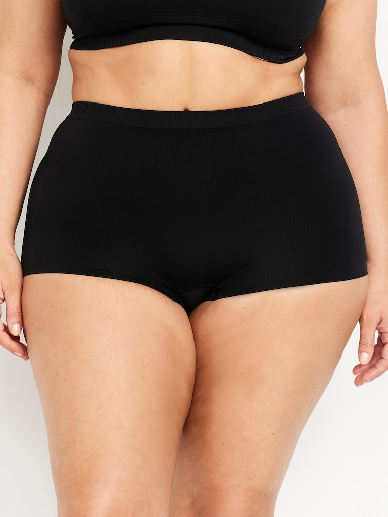 Mid-Rise Seamless Ribbed Boyshort Underwear