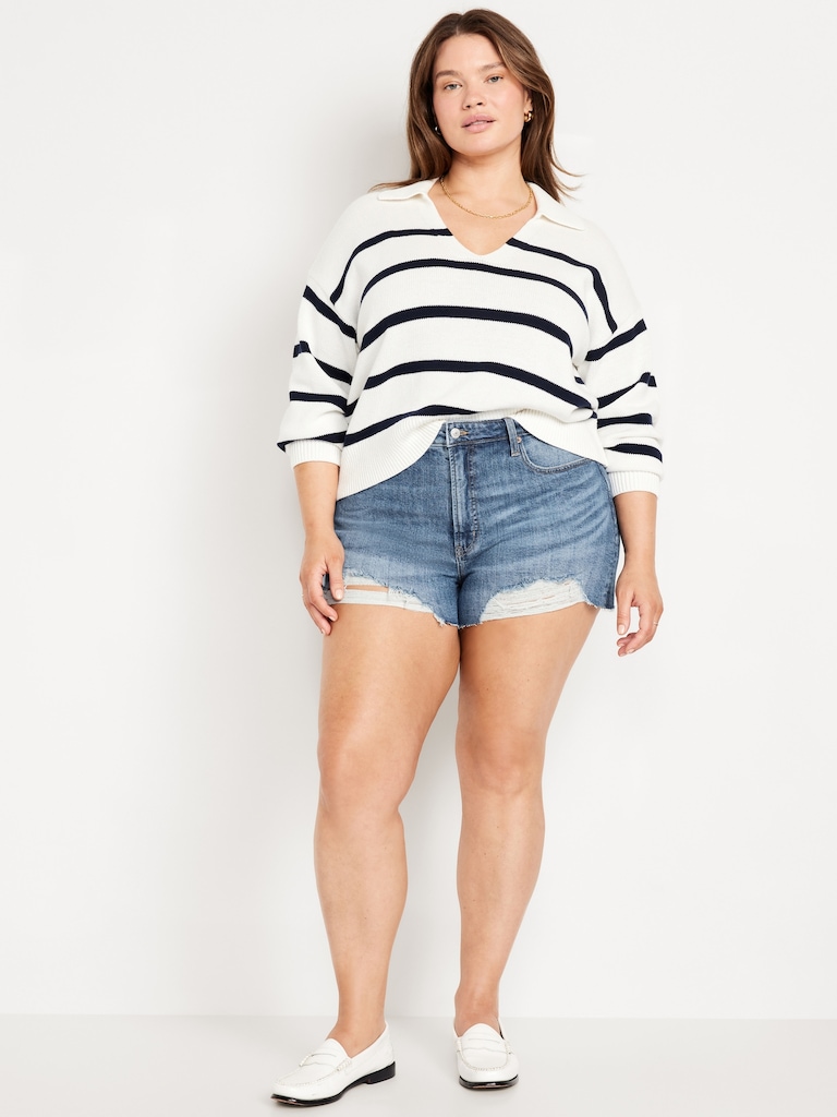 Curvy High-Waisted OG Jean Cut-Off Shorts -- 3-inch inseam