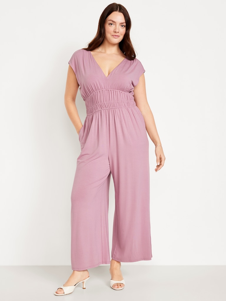 Waist-Defined Wide-Leg Jumpsuit