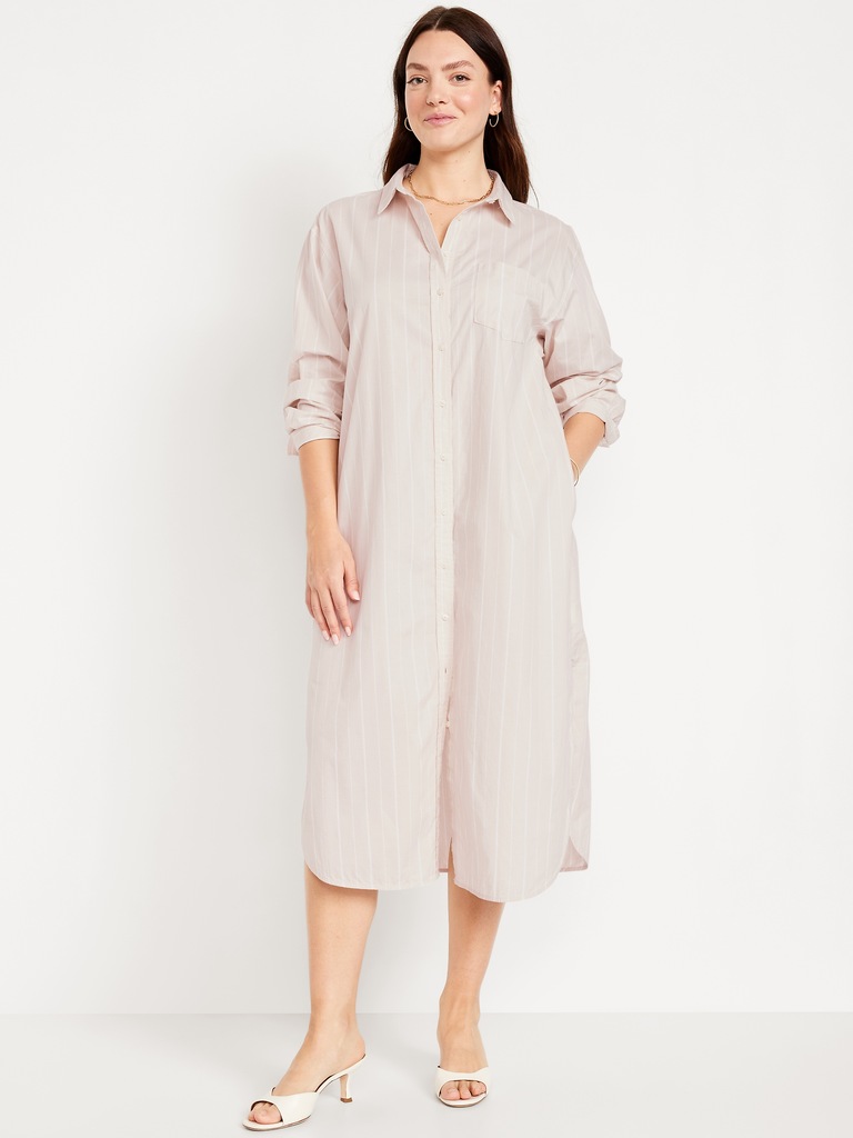 Striped Midi Shirt Dress