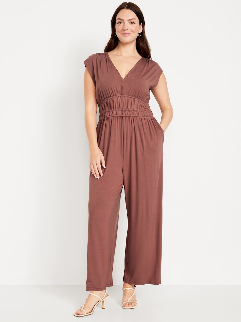 Waist-Defined Wide-Leg Jumpsuit