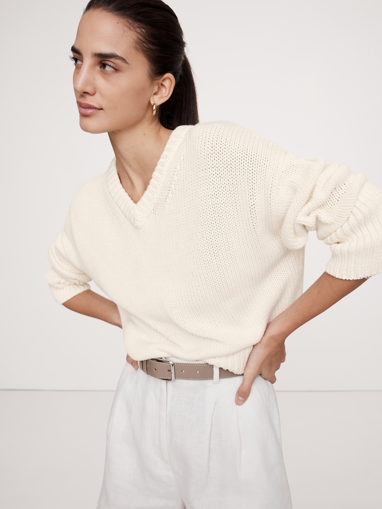 Cotton V-Neck Sweater