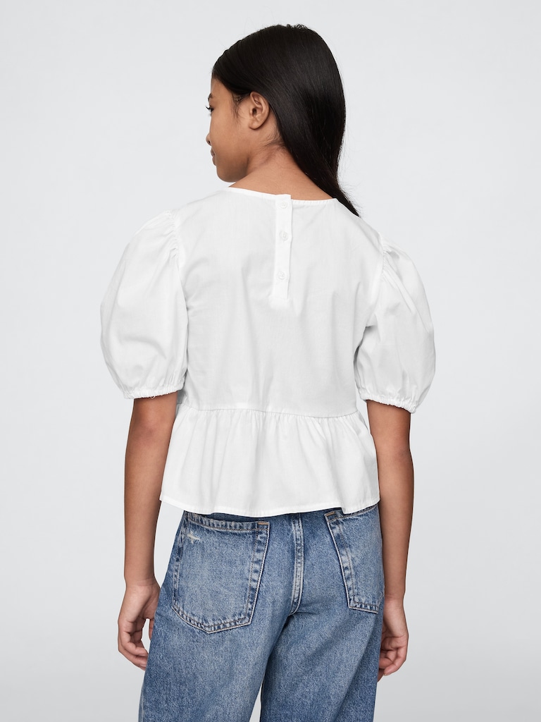 Kids Puff-Sleeve Peplum Top