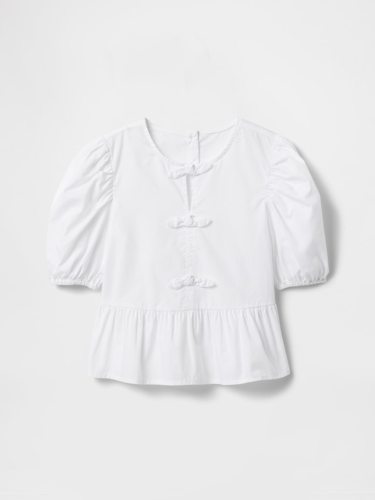 Kids Puff-Sleeve Peplum Top