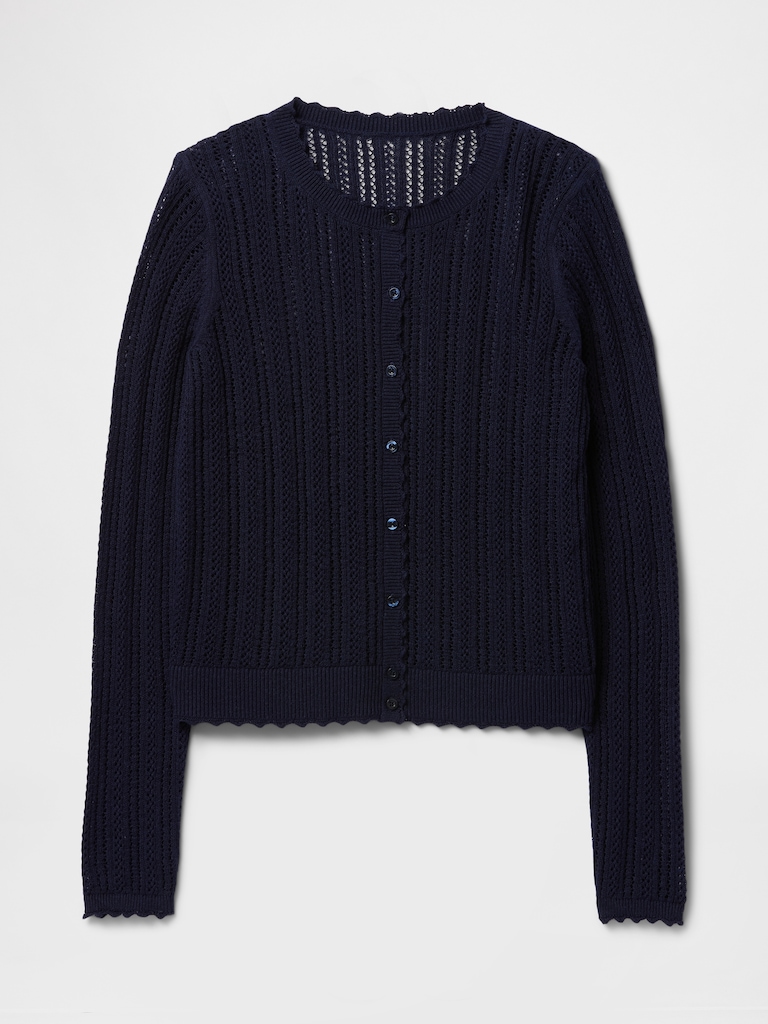 Linen-Blend Pointelle Cardigan