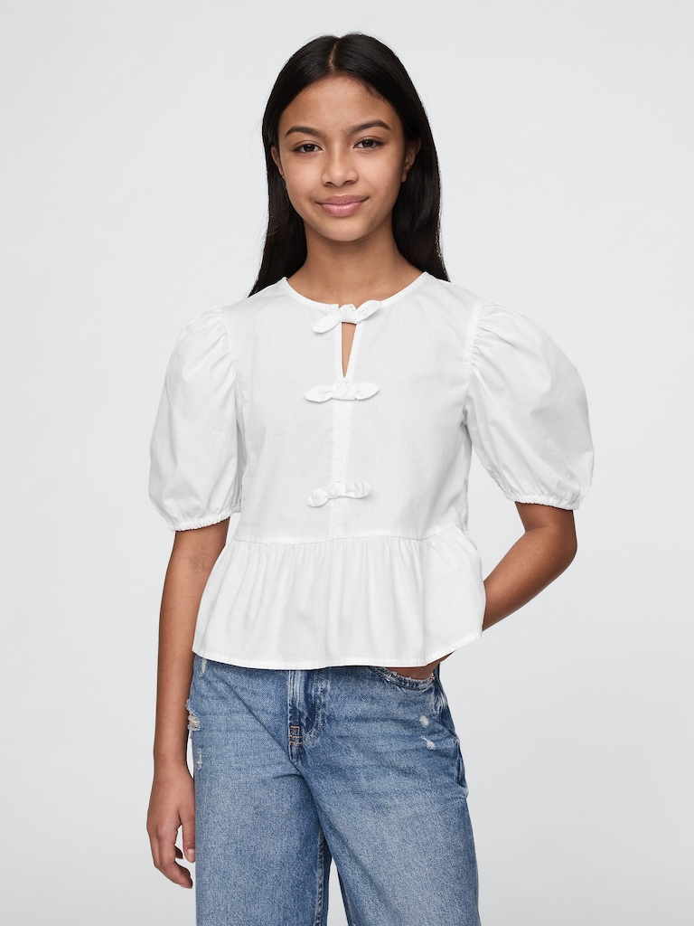 Kids Puff-Sleeve Peplum Top