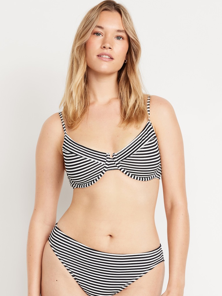 Textured Underwire Balconette Swim Top