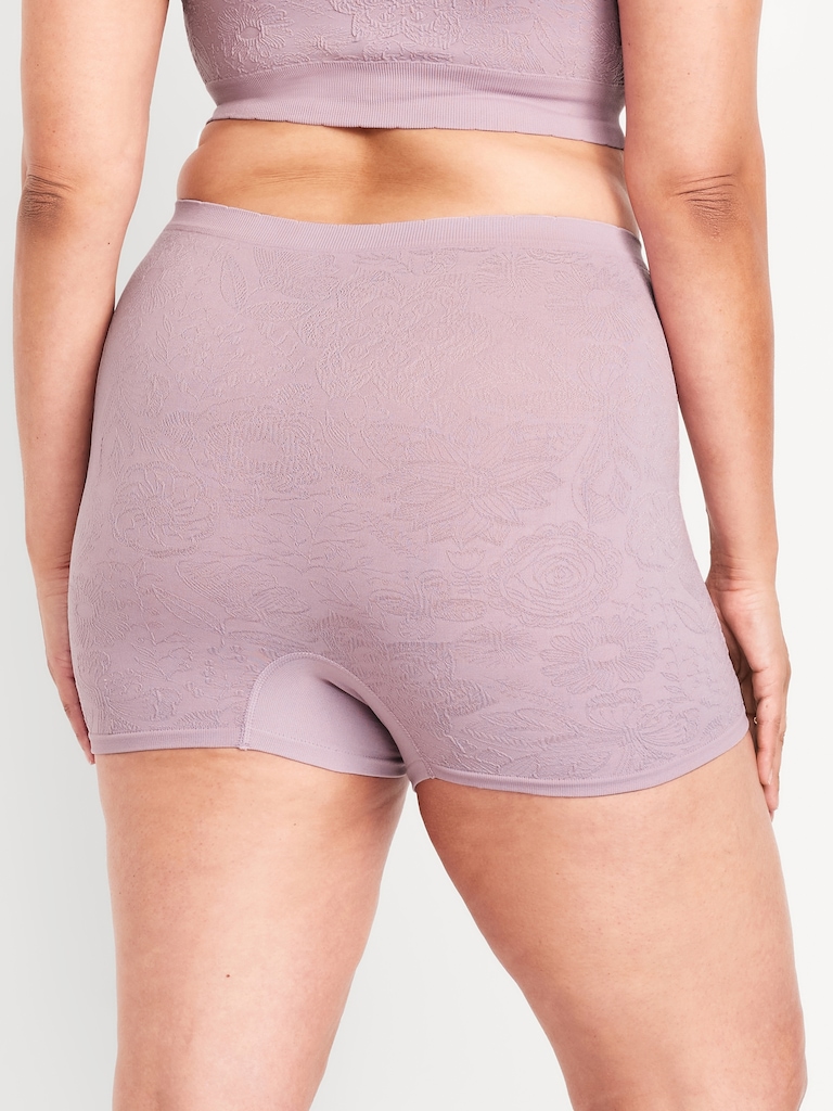 Mid-Rise Seamless Lace Boyshort Underwear
