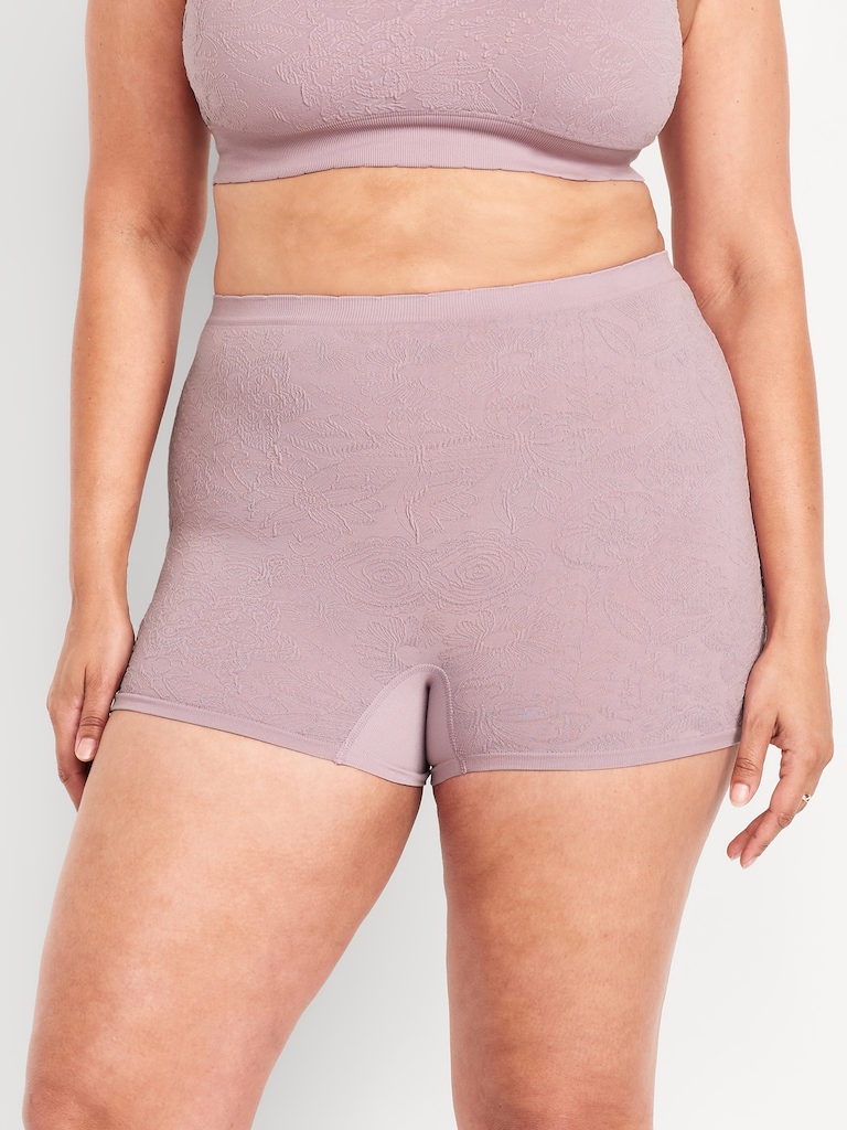 Mid-Rise Seamless Lace Boyshort Underwear