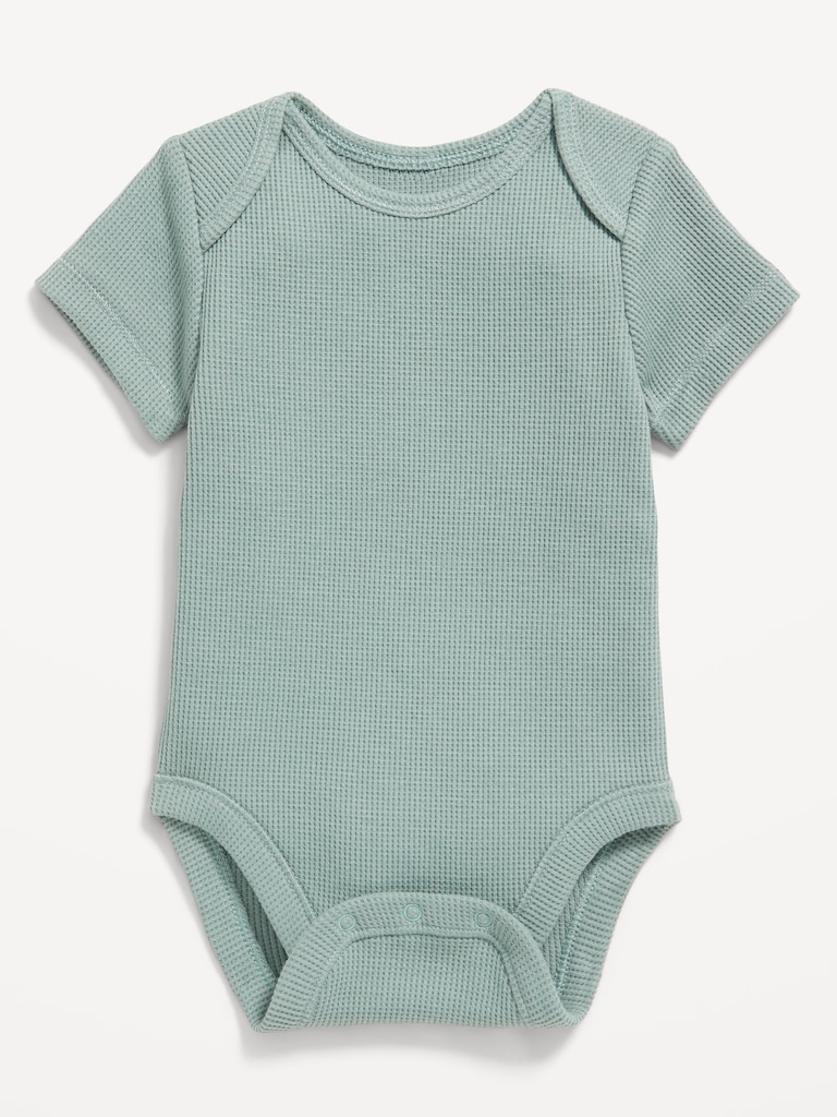 Unisex Short-Sleeve Waffle-Knit Bodysuit for Baby