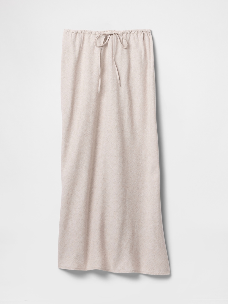 Linen-Blend Midi Skirt