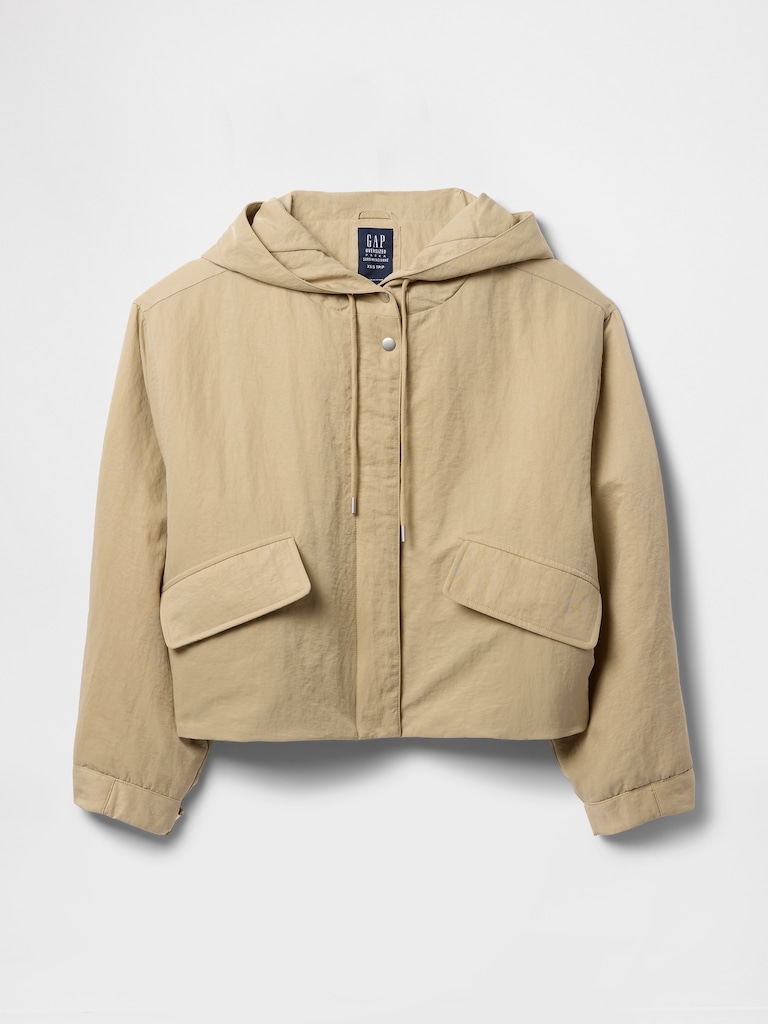 Hooded Nylon Crop Jacket