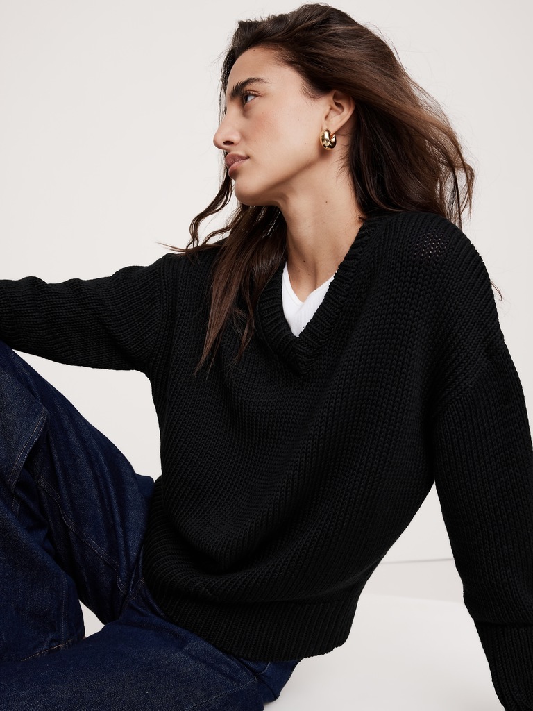 Cotton V-Neck Sweater