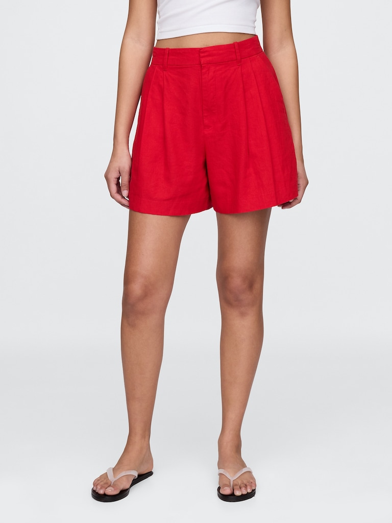 365 High Rise Linen-Blend Shorts