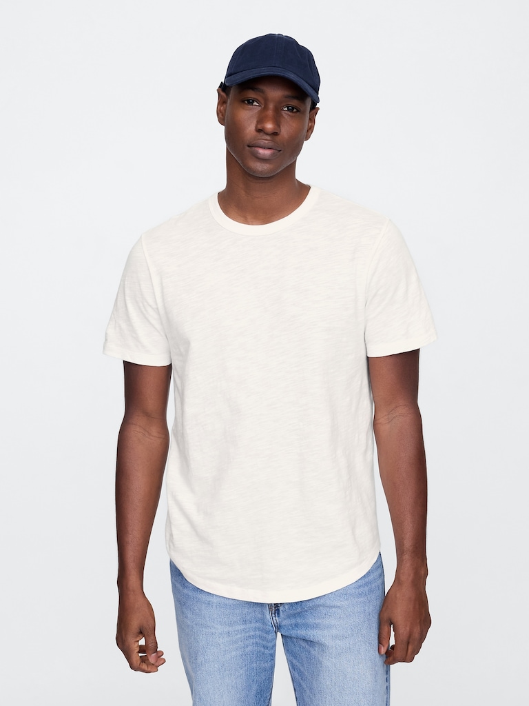 Lived-In Curved Hem Crewneck T-Shirt