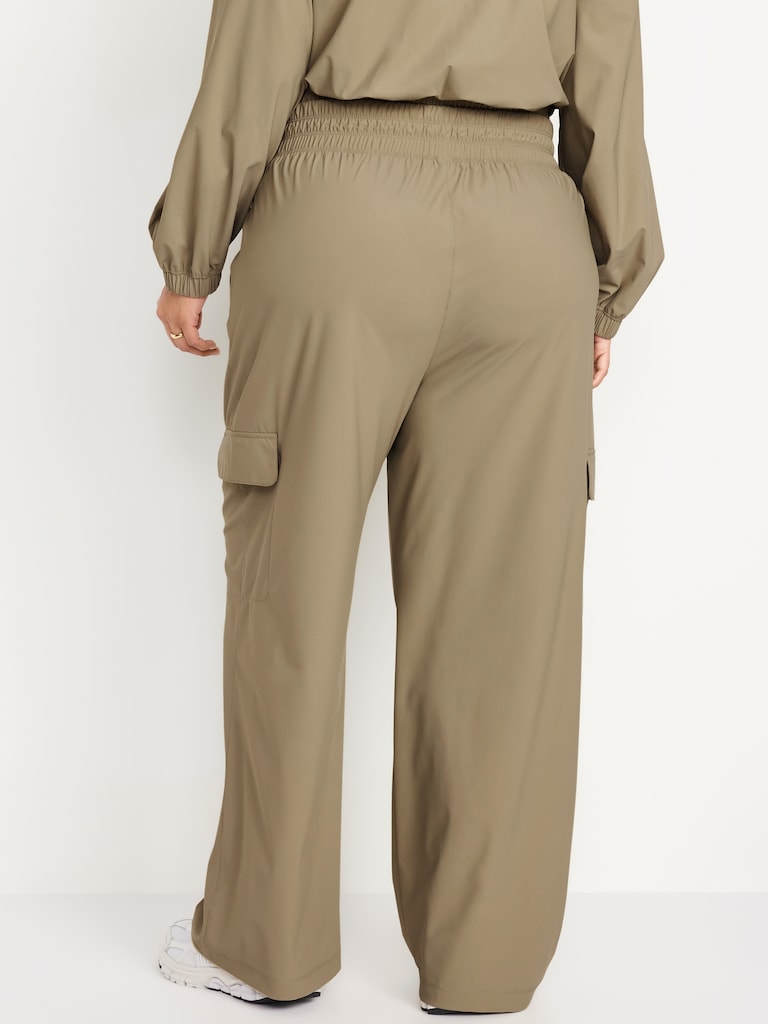 High-Waisted SleekTech Wide-Leg Cargo Pants