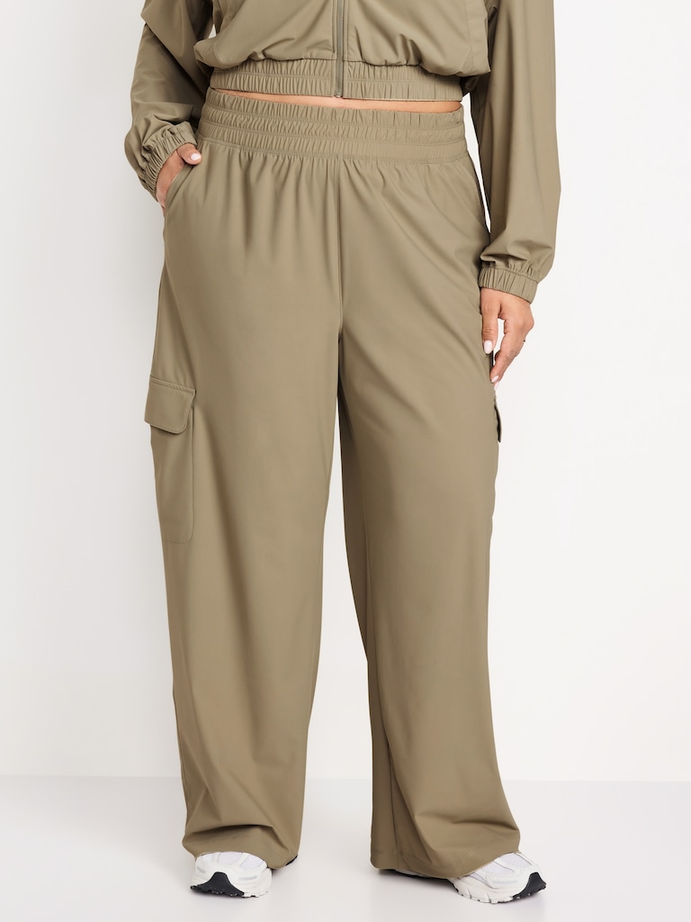 High-Waisted SleekTech Wide-Leg Cargo Pants