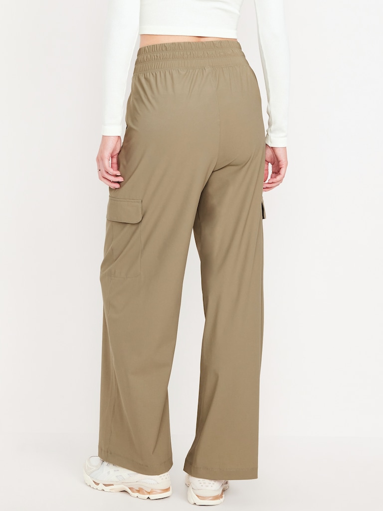 High-Waisted SleekTech Wide-Leg Cargo Pants