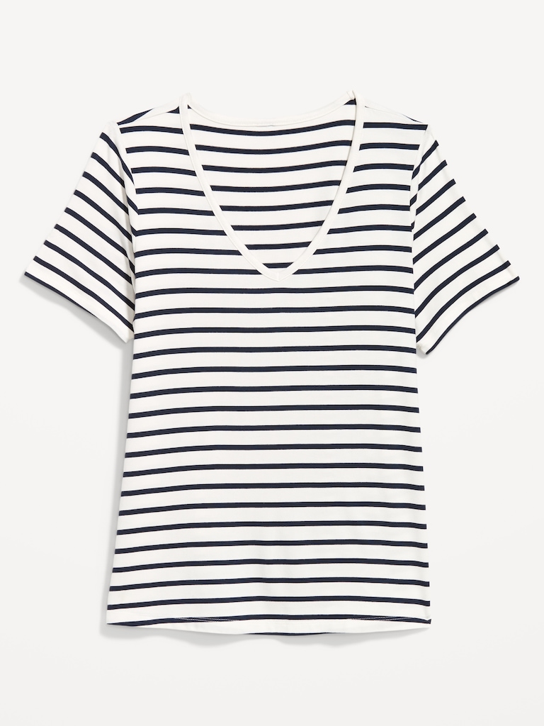Luxe V-Neck Striped T-Shirt