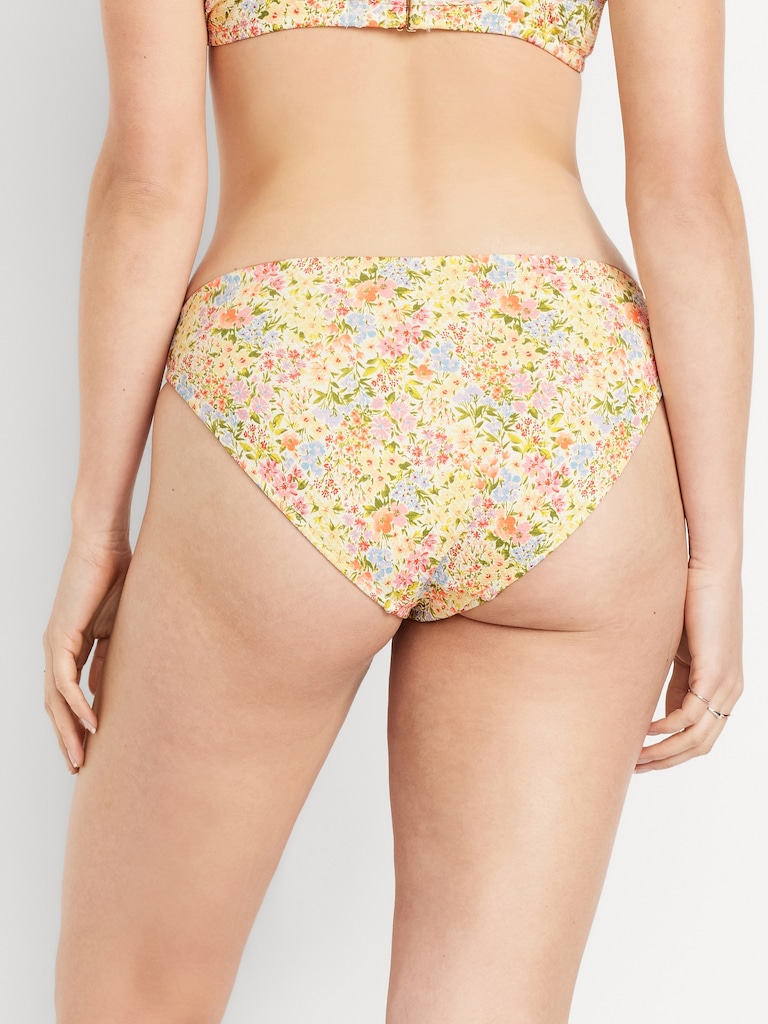 Mid-Rise Textured Bikini Swim Bottoms