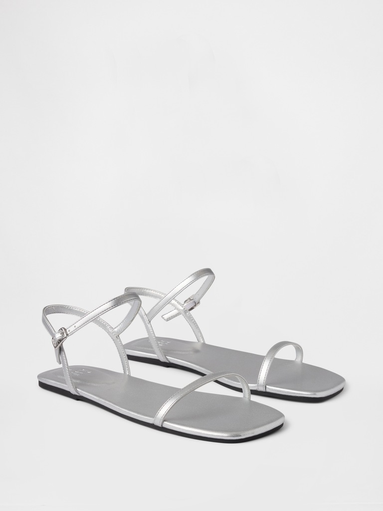 Vegan-Leather Strappy Sandals