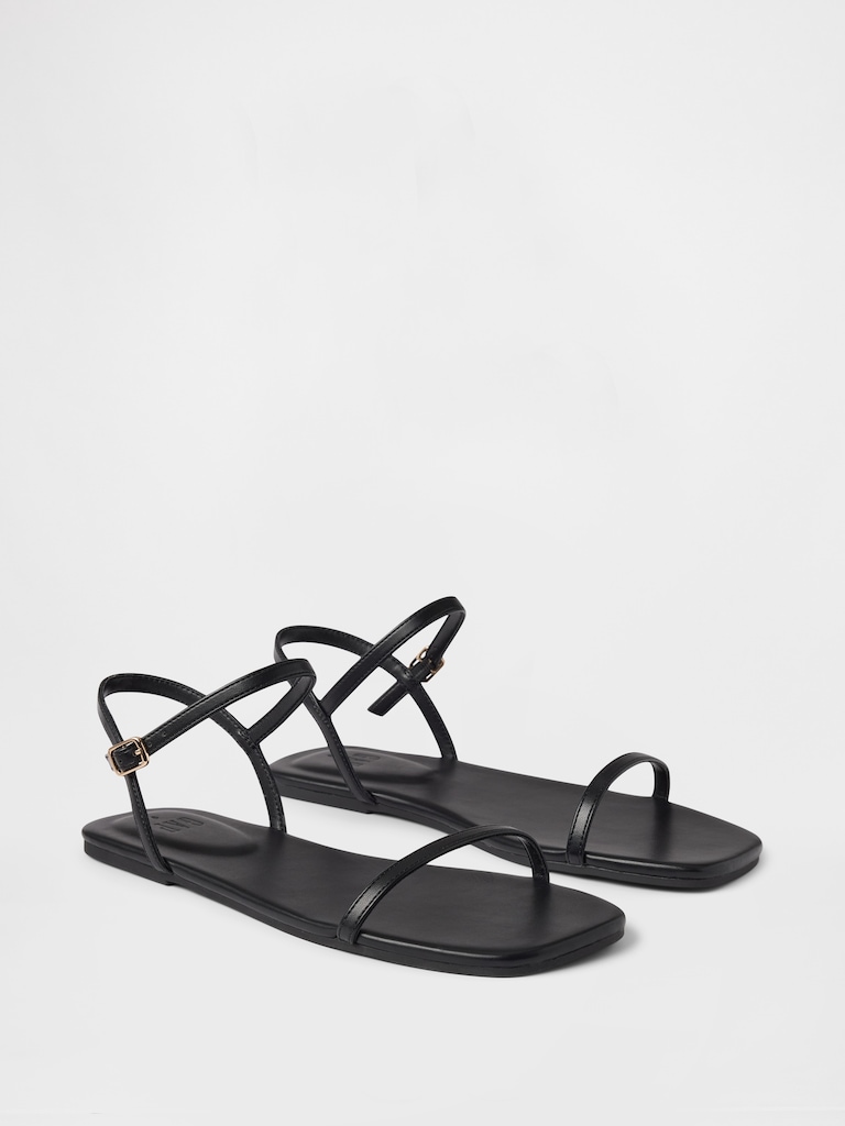Vegan-Leather Strappy Sandals