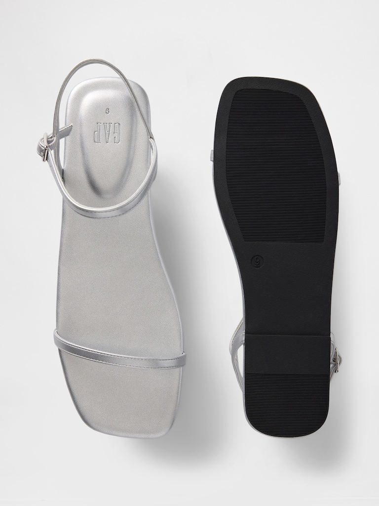 Vegan-Leather Strappy Sandals