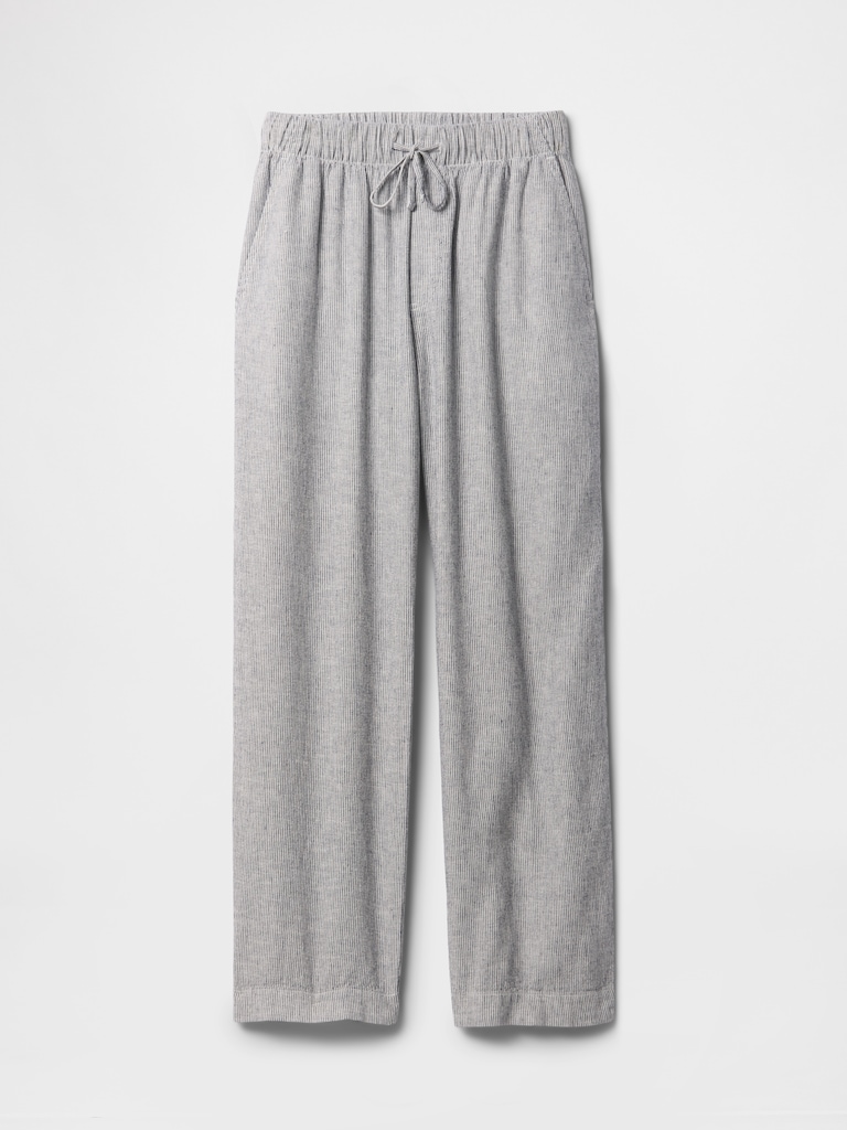 Mid Rise Linen-Blend Stripe Easy Pants