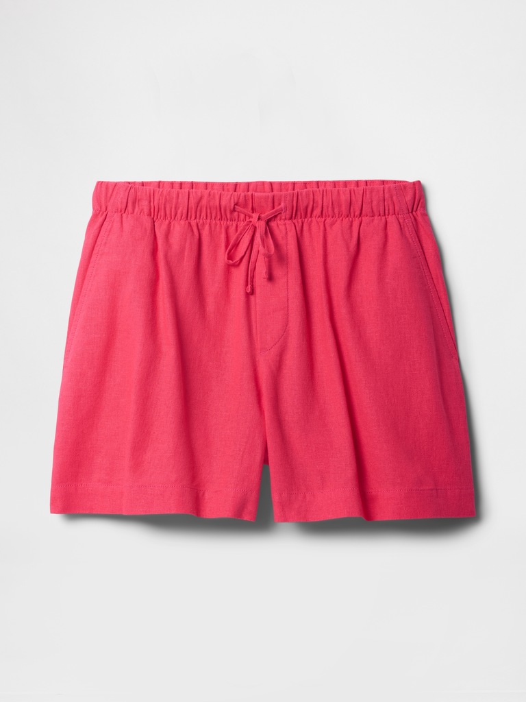 4" Mid Rise Pull-On Linen-Blend Shorts