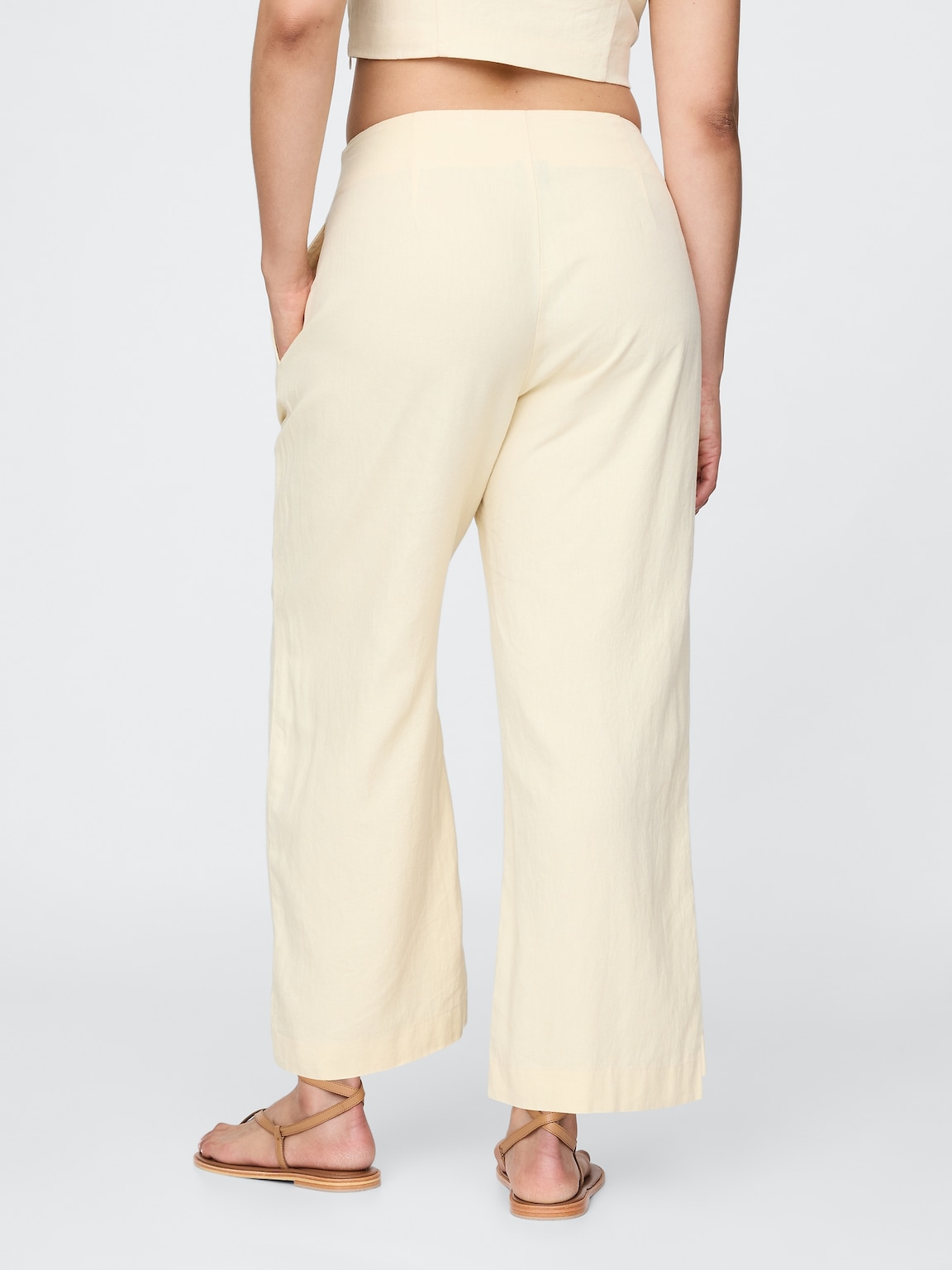 Linen-Blend Relaxed Straight Ankle Pants