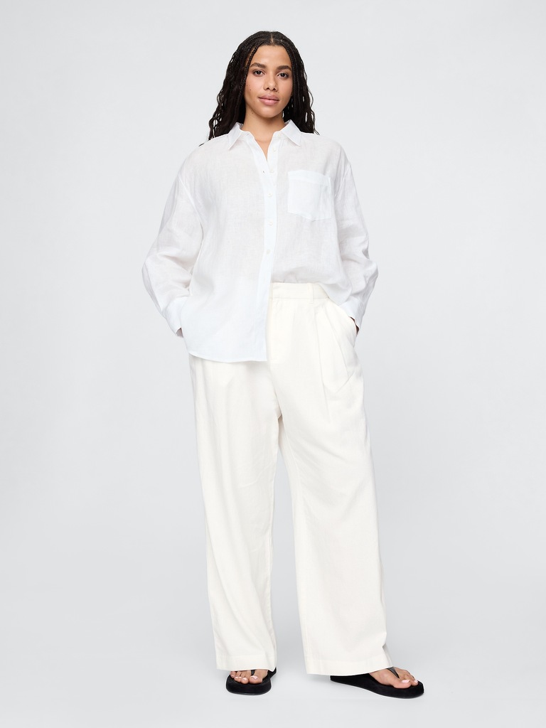 365 High Rise Linen-Blend Trousers