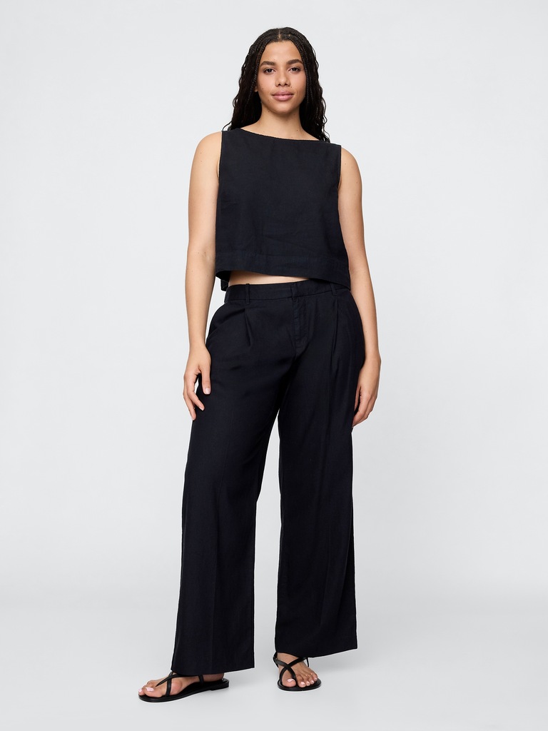 365 Low Rise Linen-Blend Trousers