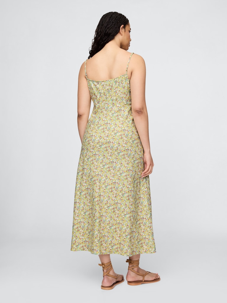 Linen-Blend Maxi Slip Dress