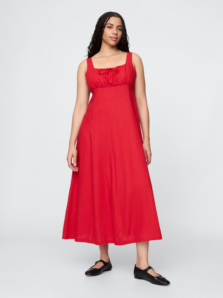 Linen-Blend Maxi Dress