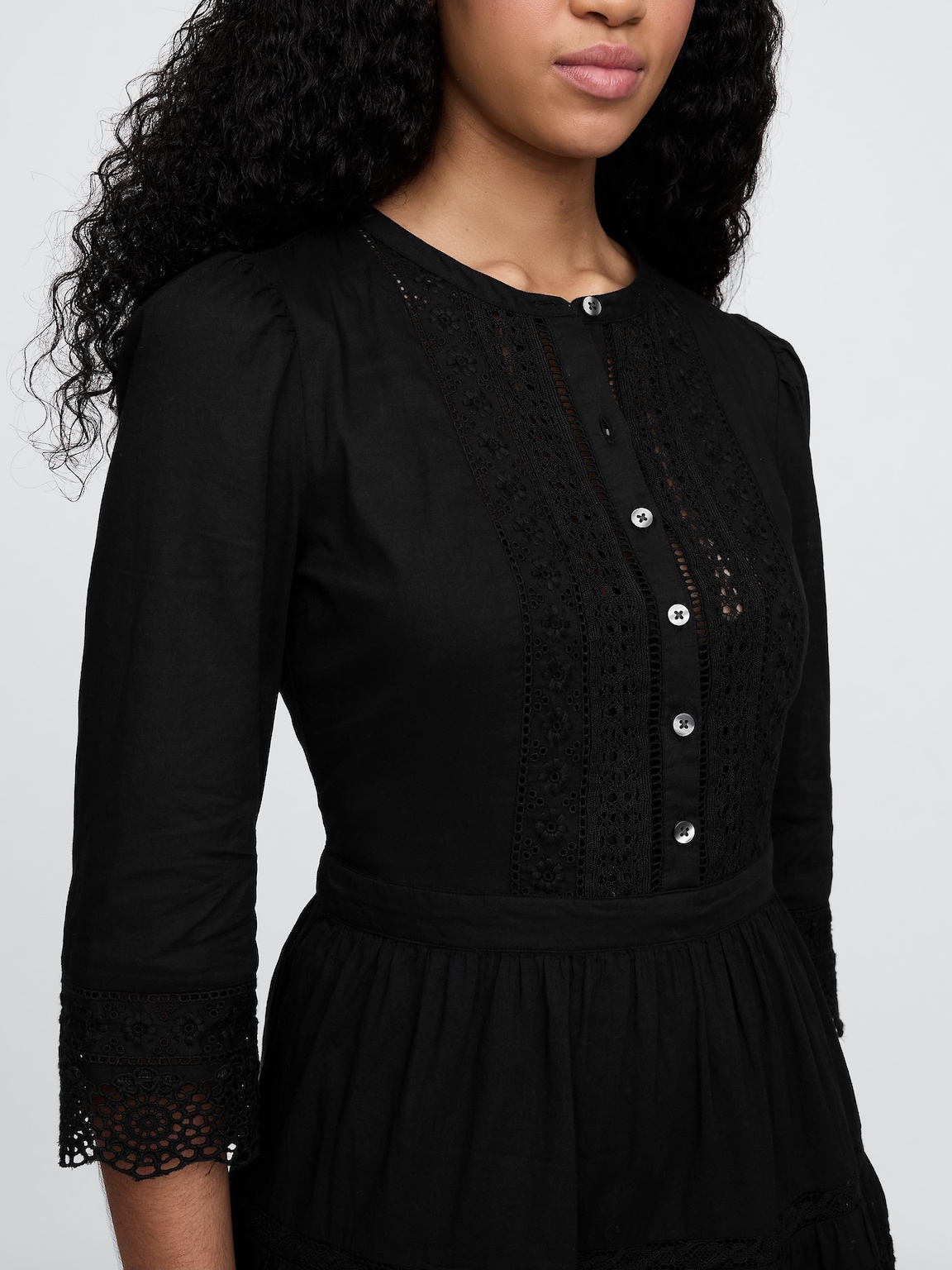 Lace-Trim Mini Dress