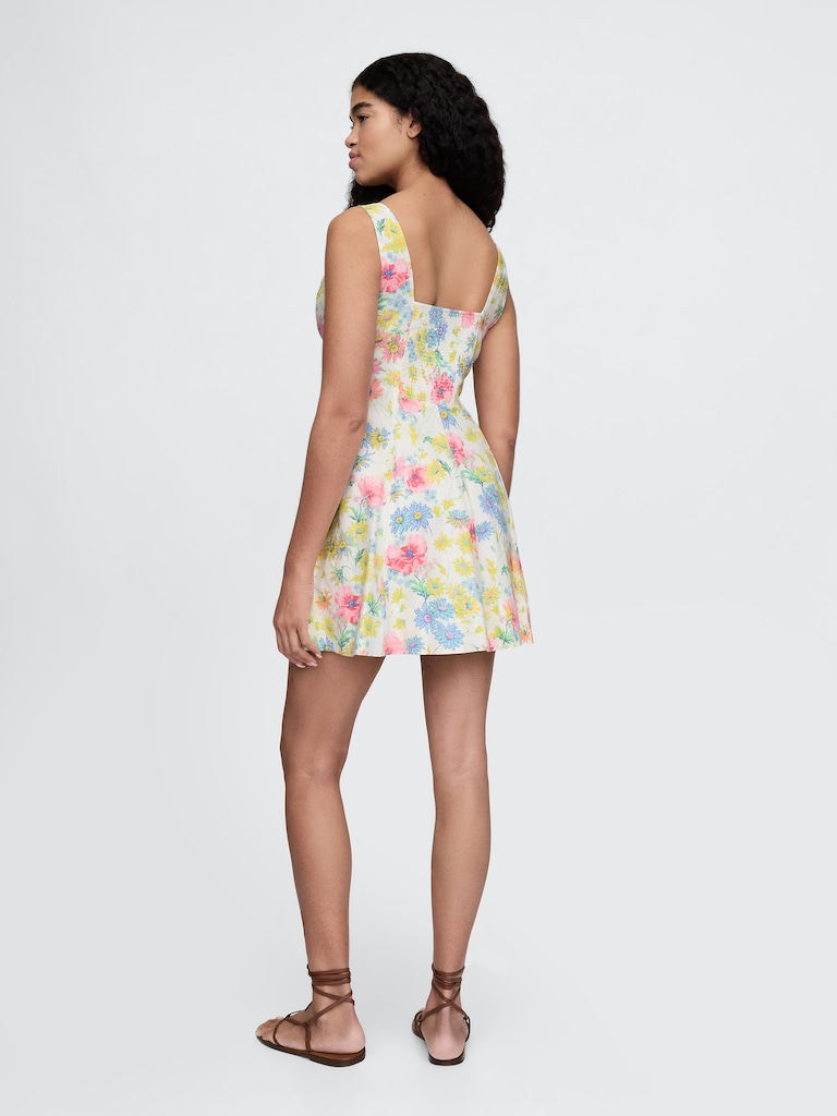Linen-Blend Mini Dress
