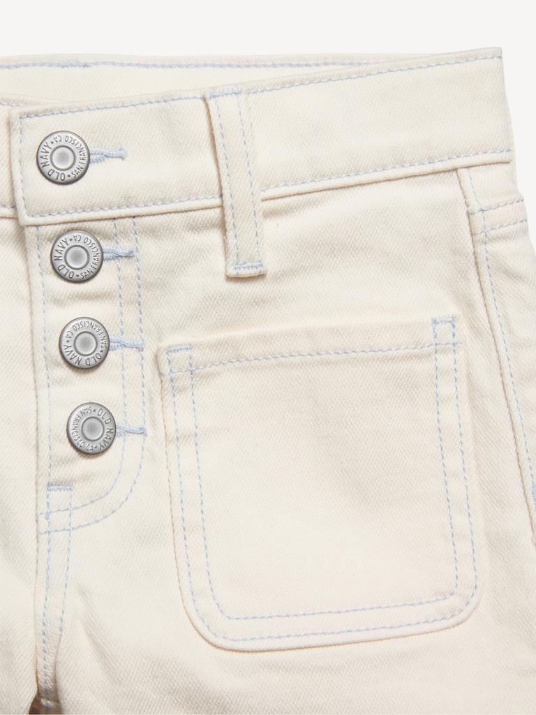 High-Waisted Mariner Midi Jean Shorts for Girls