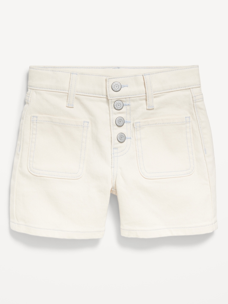 High-Waisted Mariner Midi Jean Shorts for Girls