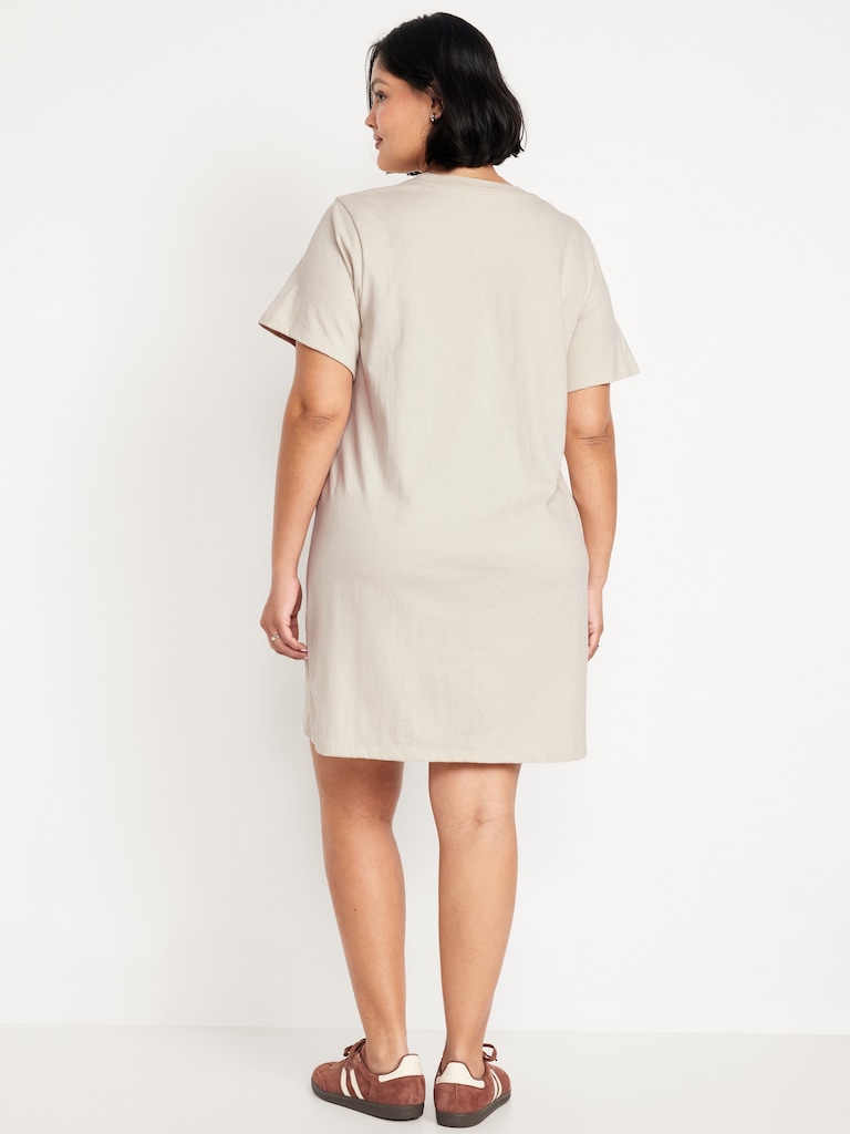 Vintage Crew-Neck Mini T-Shirt Dress