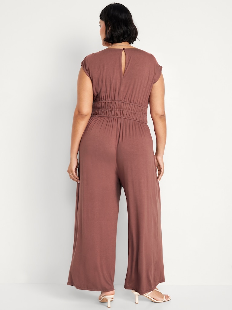 Waist-Defined Wide-Leg Jumpsuit