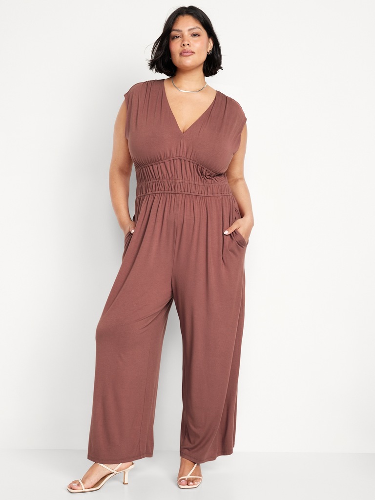 Waist-Defined Wide-Leg Jumpsuit