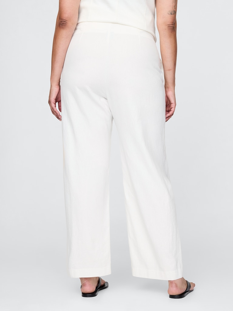 Linen-Blend Relaxed Straight Ankle Pants