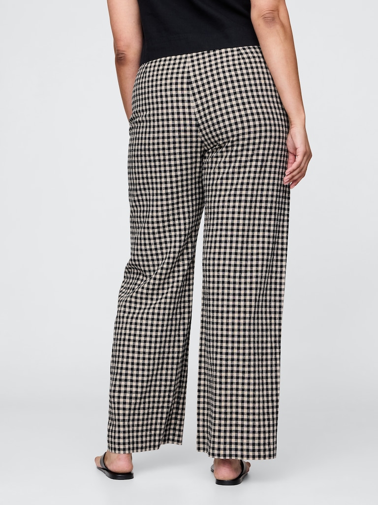 Linen-Blend Relaxed Straight Ankle Pants