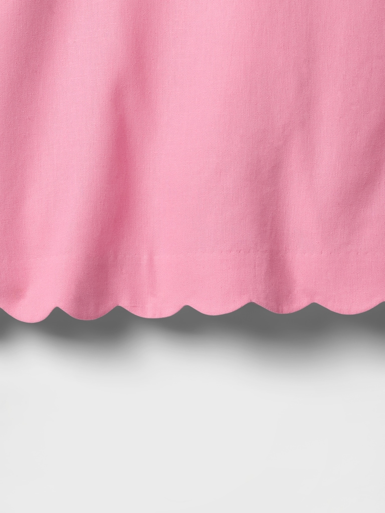 Linen-Blend Scalloped Mini Skort