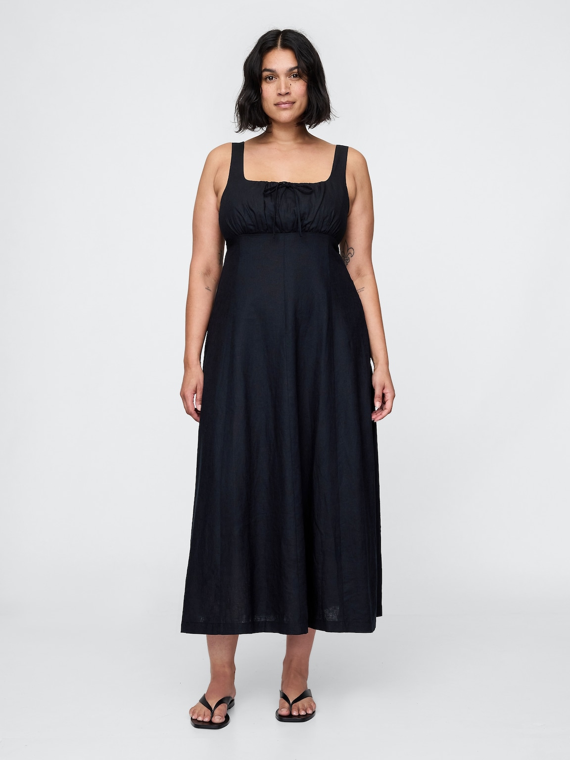 Linen-Blend Maxi Dress