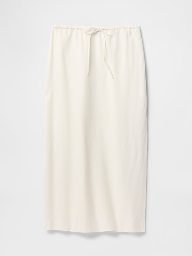 Linen-Blend Midi Skirt