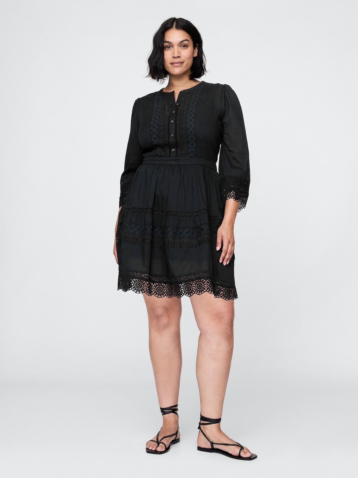 Lace-Trim Mini Dress