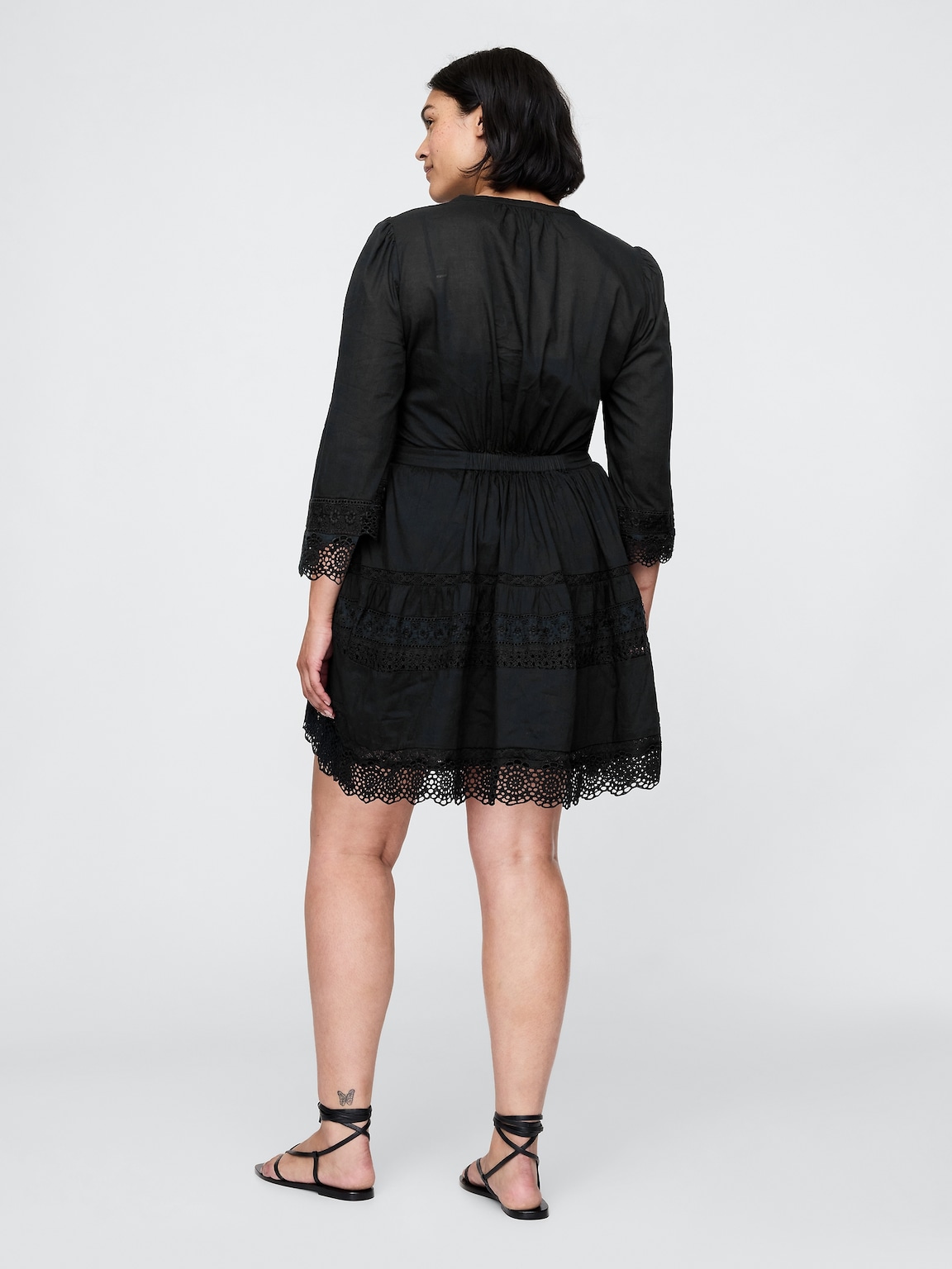 Lace-Trim Mini Dress